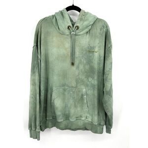THE ARRIVALS Men's Green Tie Dye Terry Cloth Hoodie Sweatshirt Medium / Large